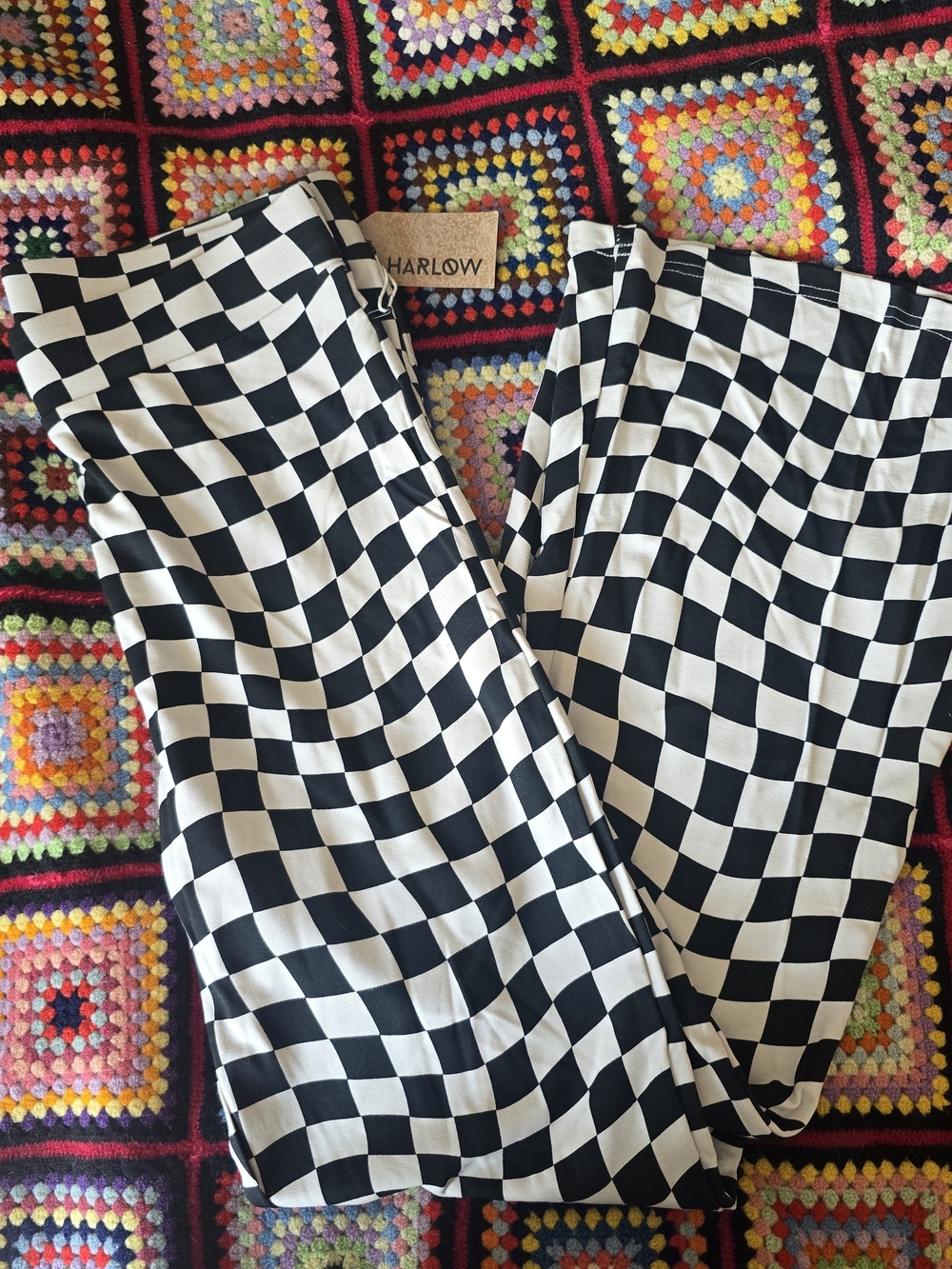 NWT HARLOW Black & White Checkerboard Pants